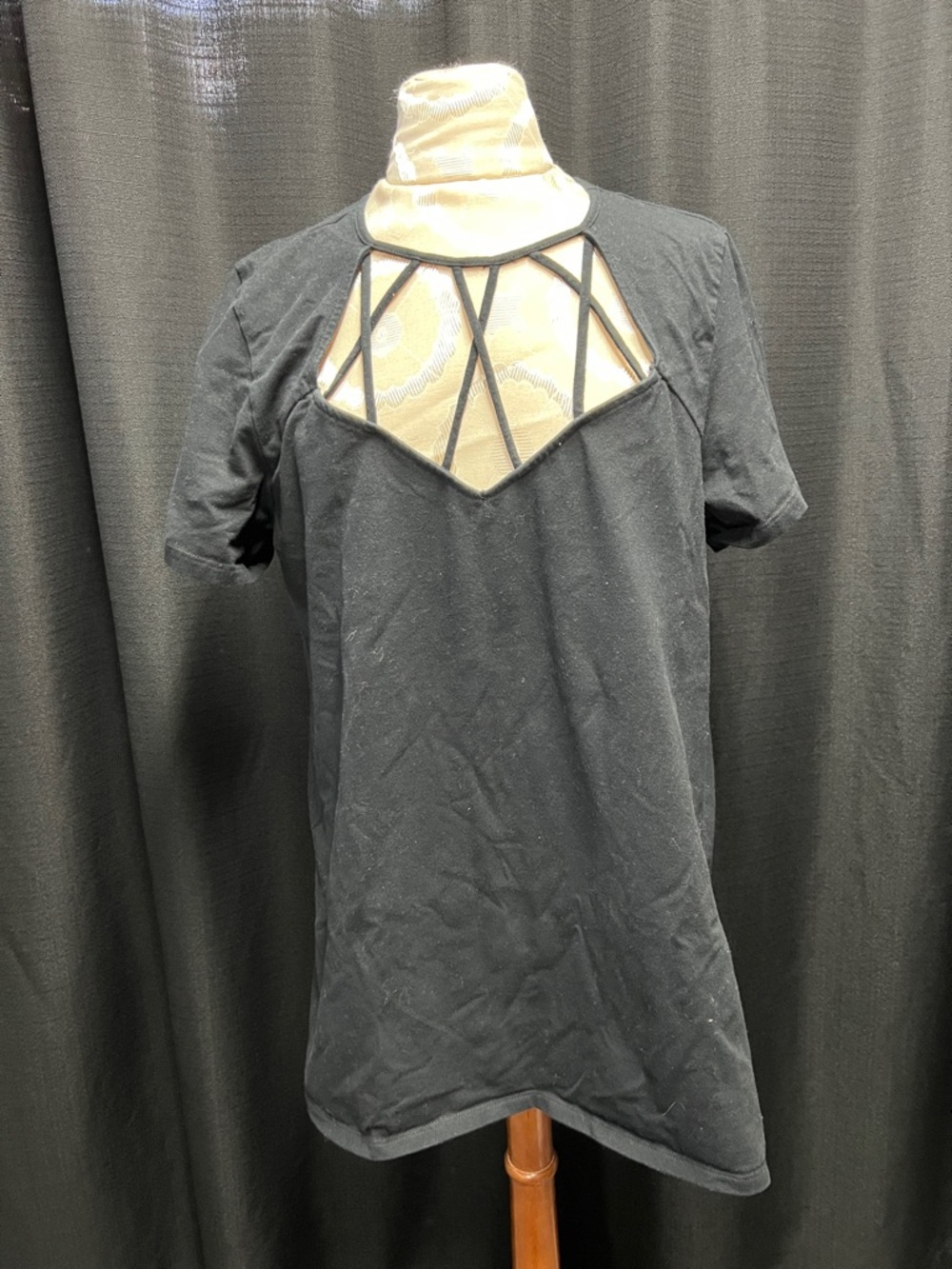 torrid Black Short Sleeve Tee with Strappy front Detail